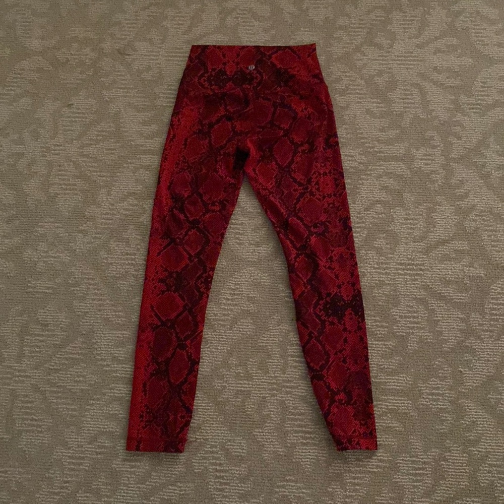 Red snake print lululemon leggings